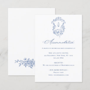 Tarjeta De Recepción Elegante Blue French Garden Boda Floral Detalles