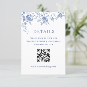 Tarjeta De Recepción Elegante Blue French Garden Boda Floral Detalles