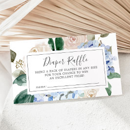 Tarjeta De Recepción Elegante Blue Hydrangea Baby Shower Diaper Raffle