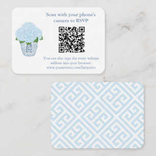Tarjeta De Recepción Elegante Blue Hydrangeas Código QR Ducha Bridal RS
