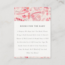 Tarjeta De Recepción Elegante Blush Moderno de Paisley Libros para Baby