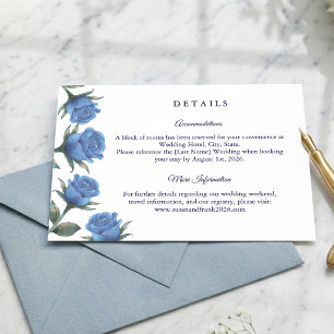 Tarjeta De Recepción Elegante Boda Acuarela Rosa Azul Francés