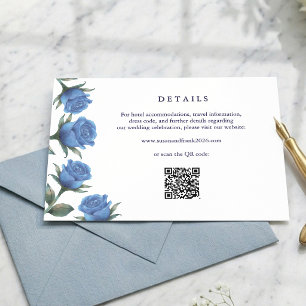 Tarjeta De Recepción Elegante Boda Acuarela Rosa Azul Francés