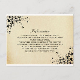 Tarjeta De Recepción Elegante Boda Antiguo Swirls