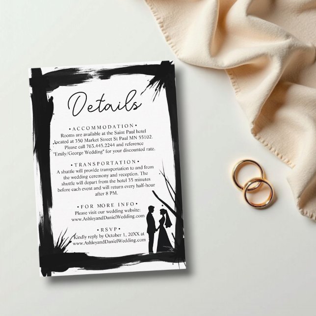 Tarjeta De Recepción Elegante Boda Artístico Moderno Blanco Y Negro (Subido por el creador)