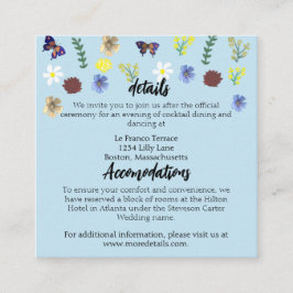 Tarjeta De Recepción Elegante Boda azul Boho de Flor Silvestre