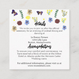 Tarjeta De Recepción Elegante Boda azul Boho de Flor Silvestre
