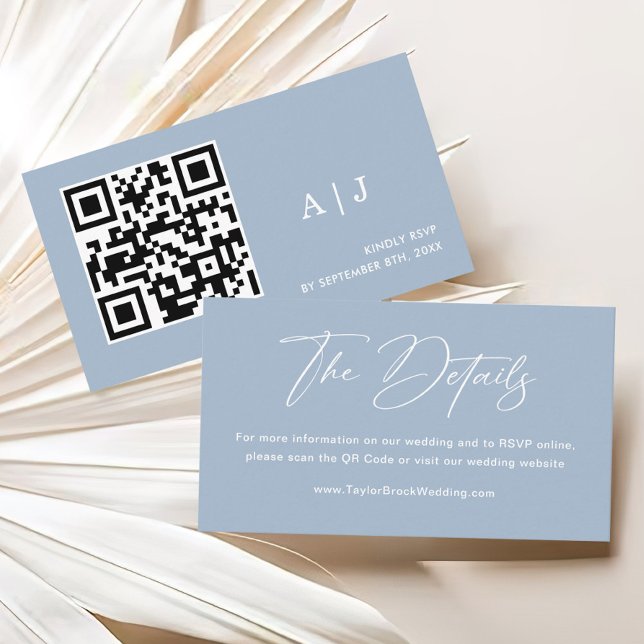 Tarjeta De Recepción Elegante Boda azul turbio (Subido por el creador)