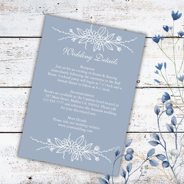 Tarjeta De Recepción Elegante Boda azul turbio dibujado a mano (Subido por el creador)