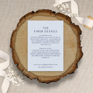 Tarjeta De Recepción Elegante Boda azul turbio y Minimalista de la Conf