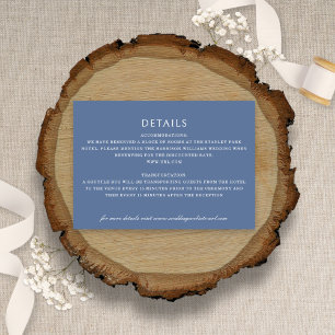 Tarjeta De Recepción Elegante Boda azul turbio y Minimalista de la Conf