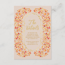 Tarjeta De Recepción Elegante Boda beige otoño de hojas rusticas