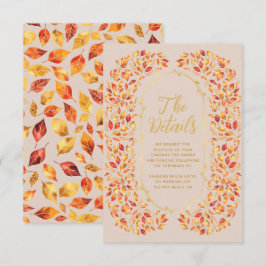 Tarjeta De Recepción Elegante Boda beige otoño de hojas rusticas