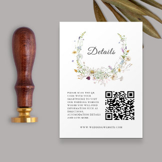 Tarjeta De Recepción Elegante Boda blanco de flores silvestres Detalles