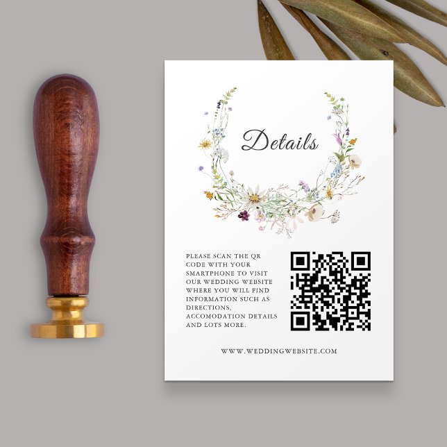 Tarjeta De Recepción Elegante Boda blanco de flores silvestres Detalles (Subido por el creador)