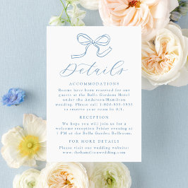 Tarjeta De Recepción Elegante Boda Blue Bow Detalles