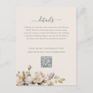 Tarjeta De Recepción Elegante Boda Boho Vintage Floral Código QR