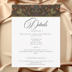 Tarjeta De Recepción Elegante Boda Botánica de Otoño en Cabaña Vintage