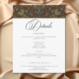 Tarjeta De Recepción Elegante Boda Botánica de Otoño Vintage