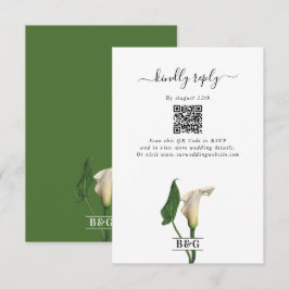 Tarjeta De Recepción Elegante Boda botánico de Calla Blanca Lily Green