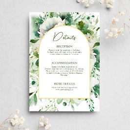 Tarjeta De Recepción Elegante Boda botánico de flores verde esmeralda