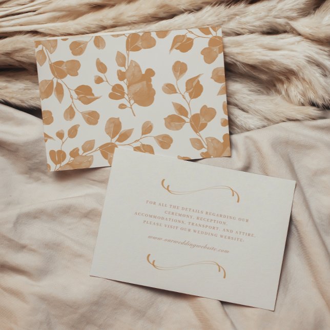 Tarjeta De Recepción Elegante Boda Botánico de Marfil & Terracotta Fall (Subido por el creador)