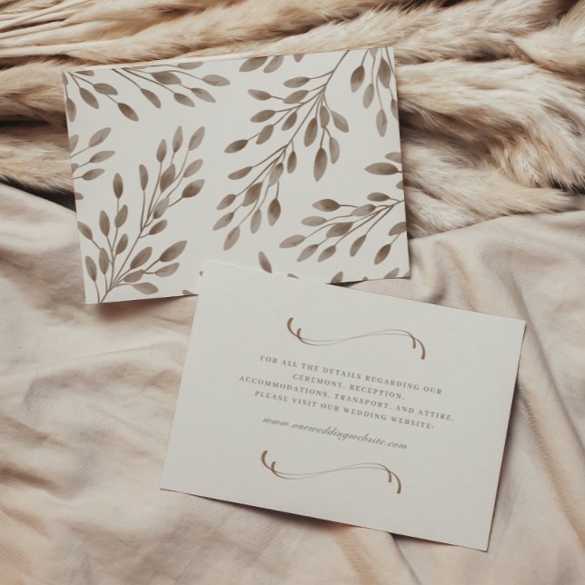Tarjeta De Recepción Elegante Boda botánico de marfil y ceniza (Subido por el creador)
