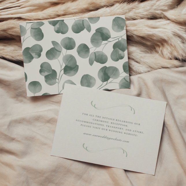 Tarjeta De Recepción Elegante Boda botánico de marfil y salvia (Subido por el creador)
