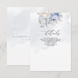Tarjeta De Recepción Elegante Boda Botánico Dusty Blue Floral