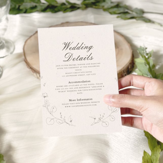 Tarjeta De Recepción Elegante Boda botánico Minimalista rústico (Subido por el creador)