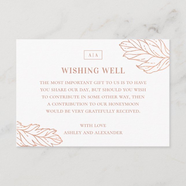Tarjeta De Recepción Elegante boda botánico simple que desea bien (Anverso)