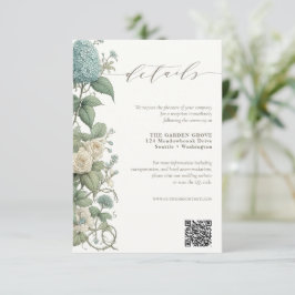 Tarjeta De Recepción Elegante Boda botánico vintage Detalles código QR