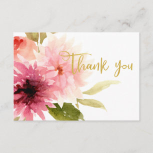 Tarjeta De Recepción Elegante Boda Bridal Floral Plana de agradecimient