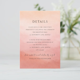 Tarjeta De Recepción Elegante Boda Chic Costera de Coral Moderna