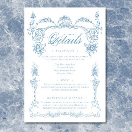 Tarjeta De Recepción Elegante Boda chino-victoriano azul francés