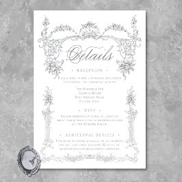 Tarjeta De Recepción Elegante Boda Chinoiserie gris victoriano francés