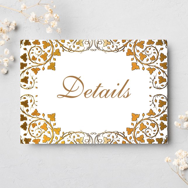 Tarjeta De Recepción Elegante Boda clásico rococó formal (Elegant Classy Formal Floral Wedding Enclosure Card)