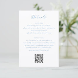 Tarjeta De Recepción Elegante Boda Costera Chic de Azul y Blanco