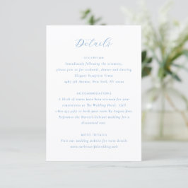 Tarjeta De Recepción Elegante Boda Costera Chic de Azul y Blanco