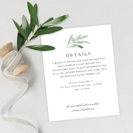 Tarjeta De Recepción Elegante Boda de acuarela de oliva rústica