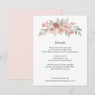 Tarjeta De Recepción Elegante Boda de acuarela floral gris rosa