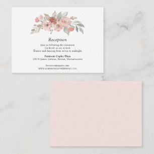 Tarjeta De Recepción Elegante Boda de acuarela floral gris rosa