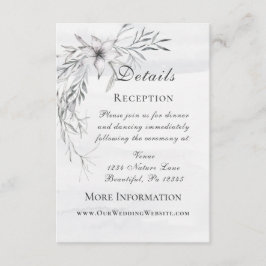 Tarjeta De Recepción Elegante Boda de acuarela gris blanco y floral