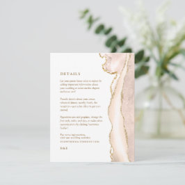 Tarjeta De Recepción Elegante Boda de Agate de Marfil de Oro