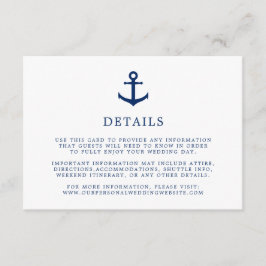 Tarjeta De Recepción Elegante Boda de Ancla Azul de la Marina Náutica
