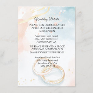 Tarjeta De Recepción Elegante Boda de anillos de oro de verano de prima