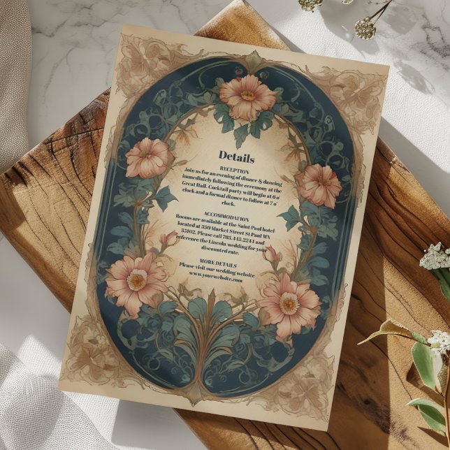 Tarjeta De Recepción Elegante Boda de Art Nouveau Arch (Subido por el creador)