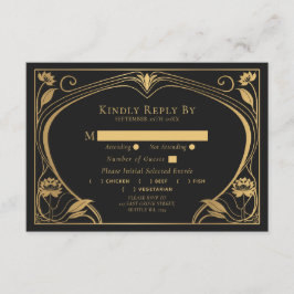 Tarjeta De Recepción Elegante Boda de Art Nouveau Lotus