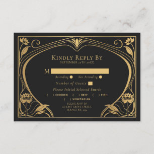 Tarjeta De Recepción Elegante Boda de Art Nouveau Lotus