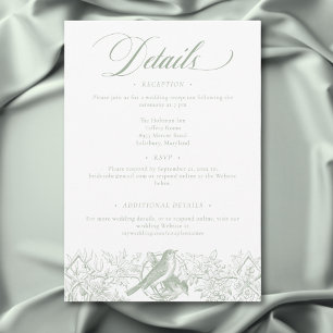 Tarjeta De Recepción Elegante Boda de Aves y Naturaleza de Chinoiserie 